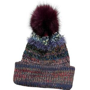 Iconic Bright Multicolor Knit Pom-Pom Beanie Winter Hat
